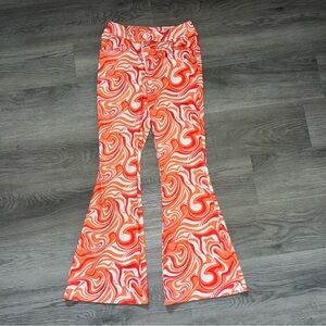Orange and White Psychedelic Flare Jeans
